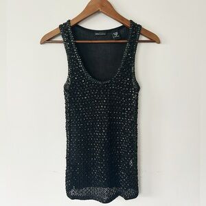 Moda International Black Sequin Knit Tank Top, EUC, Size M